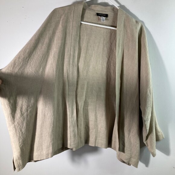 Womens Eskandar Open Linen Jacket Heavy Weight Lagenlook Tan Esk 0 US 6/8 - Picture 3 of 11
